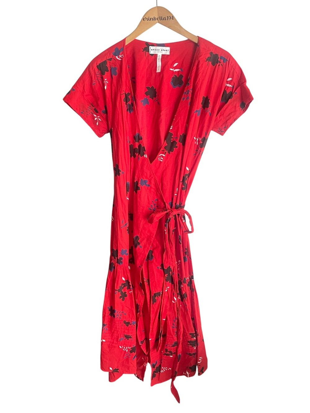 Apiece Apart Amaro Wrap Dress Red Floral - Picture 2 of 14